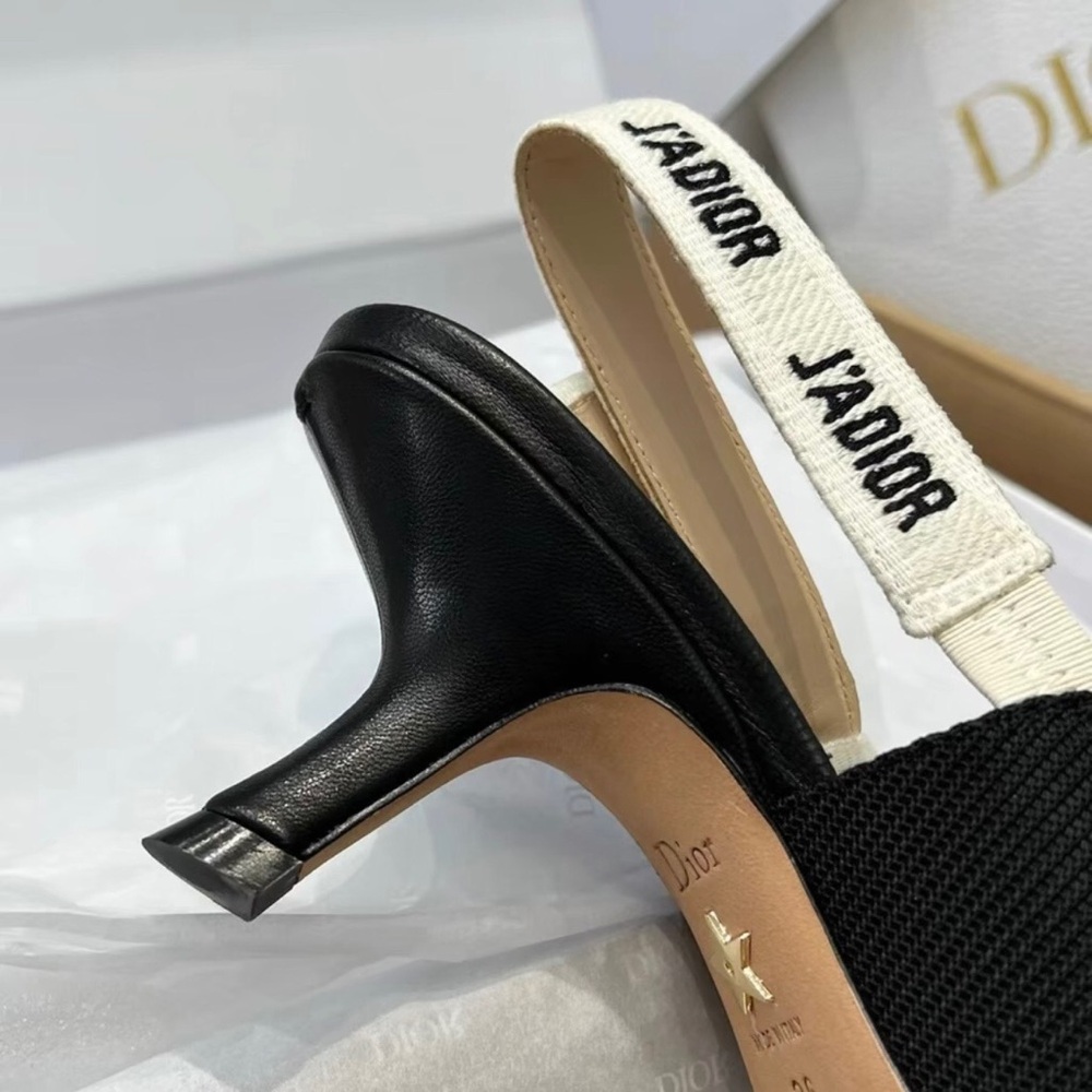 Dior Black Pointed Slingback Heels with J'Adior Strap - Picture 2 of 9
